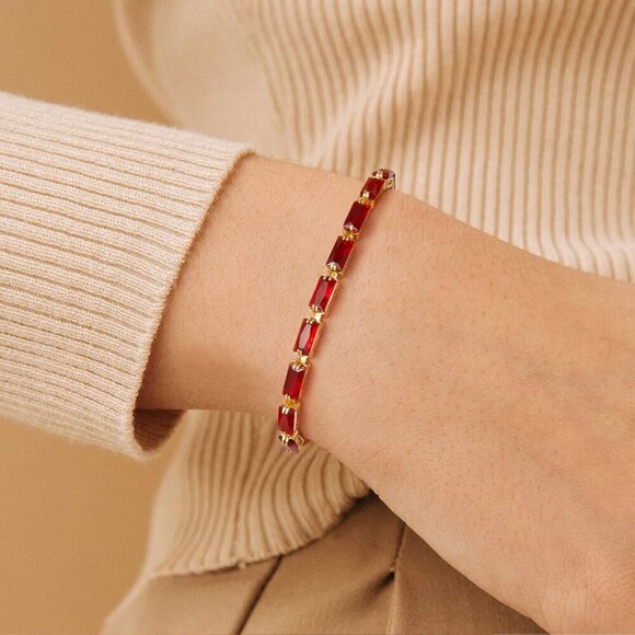 Tennis Bracelet for Women, 14K Gold Plated Cubic Zirconia Adjustable Slider Brac - Picture 2 of 9